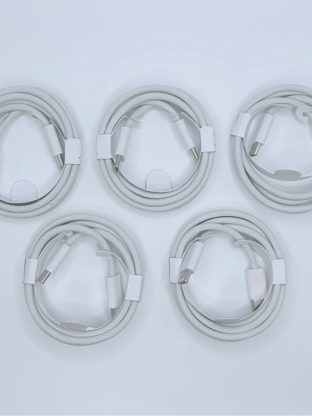 5-Pack Braided USB-C to USB-C 60W Fast Charging Cables 3.3FT White